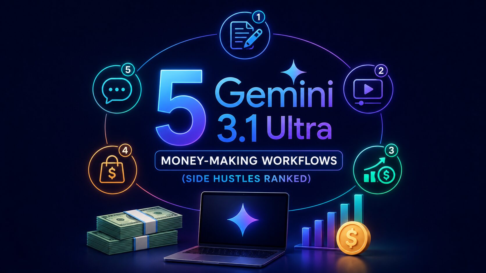 5 Gemini 3.1 Ultra Money-Making Workflows (2026 Side Hustles Ranked)
