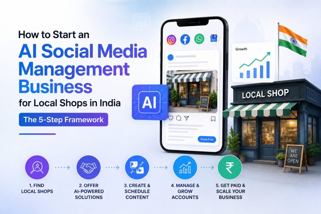 How to Start an AI Social Media Management Business for Local Shops in India – The 5 Step Framework